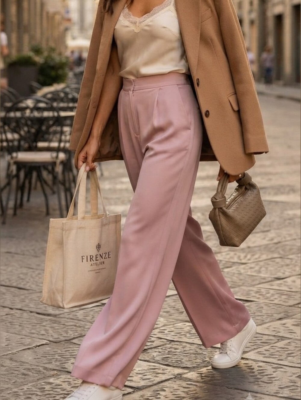 Nwt Herve Leger Blush Pink Satin Wide Leg Pants 12